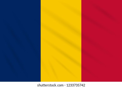 Flag Chad swaying in wind, realistic vector.