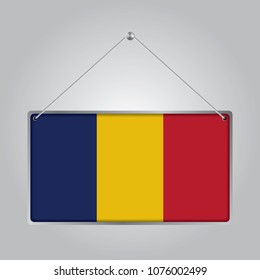 Flag of Chad. The symbol of the state in the pennant hanging on the rope, 
rectangle hanging. Vector Illustration EPS10.