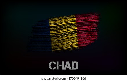 Flag of the Chad. Vector illustration in grunge style with cracks and abrasions. Good image for print