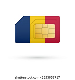 Flag of Chad. Vector illustration of SIM Card with flag on white background