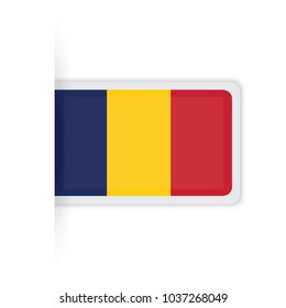 Flag of Chad. Vector illustration of a stylized flag. The slit in the paper with shadows. isolated on white.