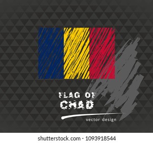 Flag of Chad, vector pen illustration on black background