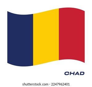 Flag of Chad, Waving National flag of Chad, National flag of Chad vector illustration.