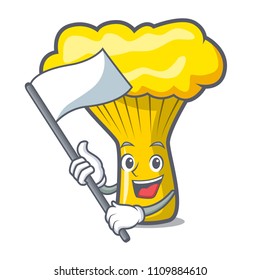 With flag chanterelle mushroom mascot cartoon