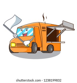 With flag character food truck with awning beautiful