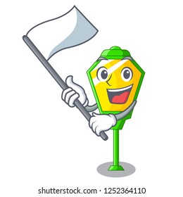 With flag character a lamp in post style