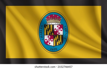 Flag of Charles County, Maryland, USA. Realistic waving flag of Charles County vector background.