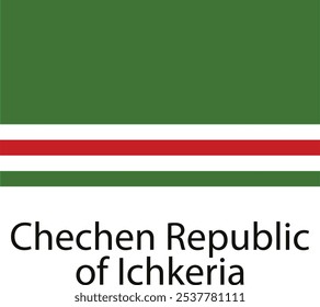 A bandeira da República Chechena da Ichkeria possui um campo verde com uma faixa vermelha e uma faixa branca abaixo dela.