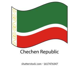 Flag of Chechen Republic in official colors. Flag in the wind