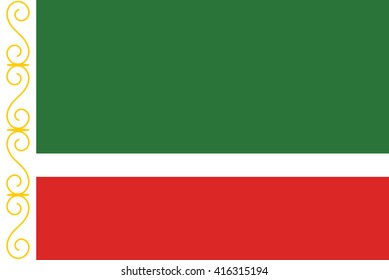 Flag of Chechen Republic. in official colors