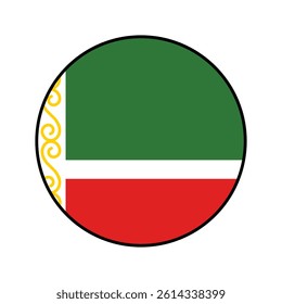 Flag of Chechnya. Black edge. Chechnya circle flag logo icon computer vector illustration design.