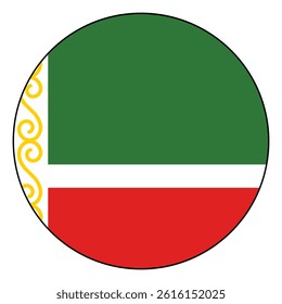 Flag of Chechnya. Black edge. Chechnya circle flag logo icon computer vector illustration design.