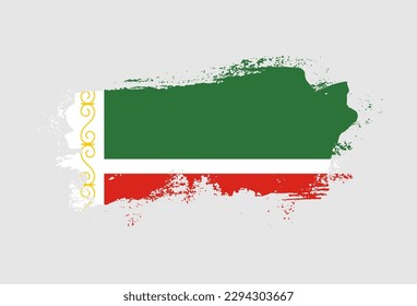 Flag of Chechnya country with hand drawn brush stroke vector illustration
