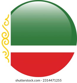 Flag of Chechnya. Flag icon. Standard color. A round flag. 3d illustration. Computer illustration. Digital illustration. Vector illustration.