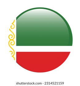 Flag of Chechnya. Flag icon. Standard color. A round flag. 3d illustration. Computer illustration. Digital illustration. Vector illustration.