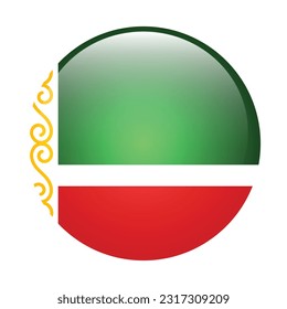 Flag of Chechnya. Flag icon. Standard color. The round flag. 3d illustration. Computer illustration. Digital illustration. Vector illustration.