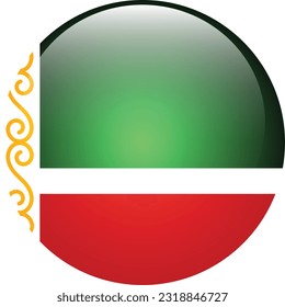 Flag of Chechnya. Flag icon. Standard color. The round flag. 3d illustration. Computer illustration. Digital illustration. Vector illustration.