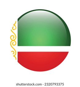 Flag of Chechnya. Flag icon. Standard color. The round flag. 3d illustration. Computer illustration. Digital illustration. Vector illustration.
