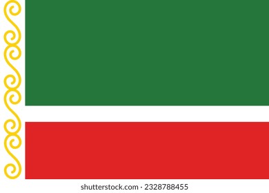 Flag of Chechnya. Flag icon. Standard color. Standard size. A rectangular flag. Computer illustration. Digital illustration. Vector illustration.