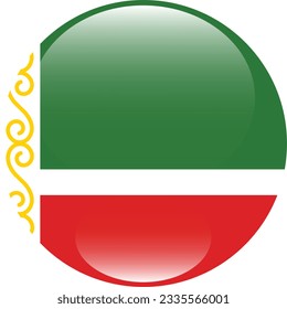 Flag of Chechnya. Flag icon. Standard color. Circle icon flag. 3d illustration. Computer illustration. Digital illustration. Vector illustration.