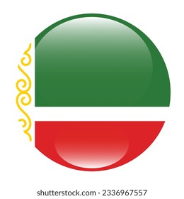 Flag of Chechnya. Flag icon. Standard color. Circle icon flag. 3d illustration. Computer illustration. Digital illustration. Vector illustration.