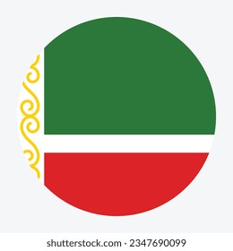 Flag of Chechnya. Flag icon. Standard color. Circle icon flag. Computer illustration. Digital illustration. Vector illustration.