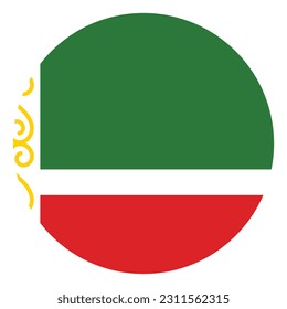 The flag of Chechnya. Flag icon. Standard colors. Circular flag. Computer illustration. Digital illustrations. Vector illustration.