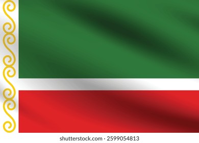 Flag of Chechnya. Chechnya flag official colors and proportion digital vector illustration. Wavy flag.