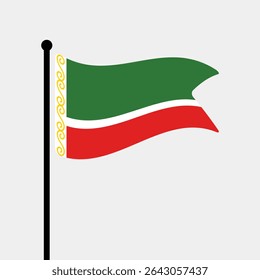 Flag of Chechnya. Chechnya flag vector illustration icon design. Fluttering flagpole flag.