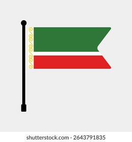 Flag of Chechnya. Chechnya flag vector illustration icon design. Flagpole flag icon.