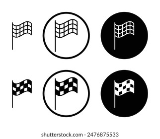 Flag checkered black filled and outlined icon set