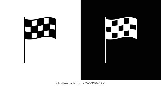 Flag checkered icon black silhouette for web, and mobile app