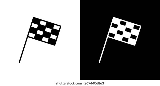 Diseño de elemento de ilustración de icono de bandera a cuadros. iconos de glifo negro