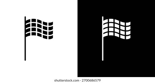 Bandeira xadrez ícone silhueta coleção em preto e branco versões planas sólidas para projetos gráficos