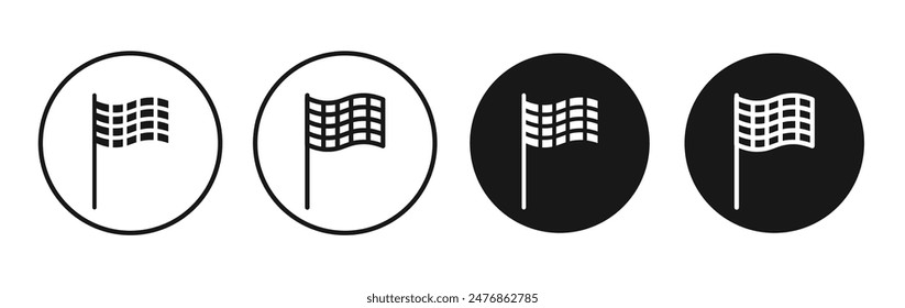 Flag checkered line vector icon set.