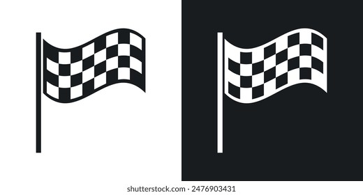 Flag checkered thin icon collection.