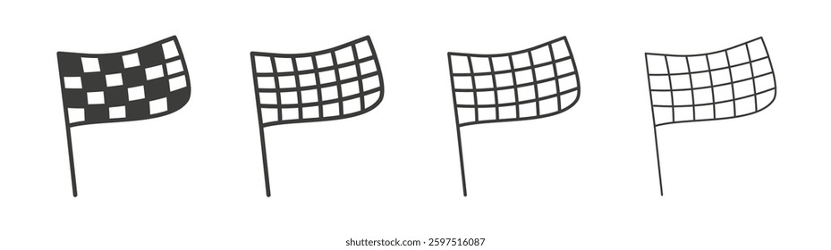 Flag checkered vector icon set in black and white color.