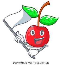 With flag cherries fruit isolated with the cartoon
