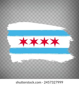 Flag of Chicago is city from brush strokes. State of Illinois USA. Flag  city Chicago  on transparent background for your web site design, app, UI. EPS10.