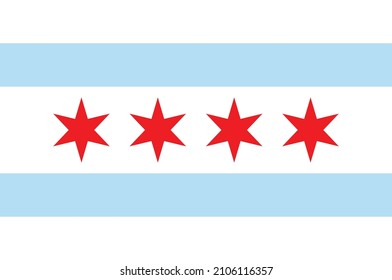 Flag of Chicago is the most populous city in the U.S. state of Illinois, and the third-most populous city in the United States. Vector illustration