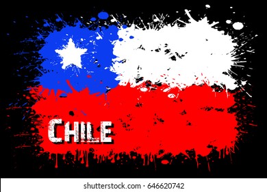 Flag of Chile from blots of paint in grunge style. Vector illustration