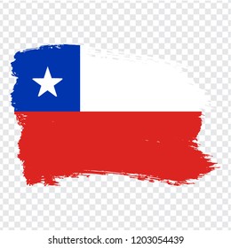 Flag Chile, brush stroke background.  Flag of Chile on transparent background. Stock vector.  Flag for your web site design, logo, app, UI. Vector illustration EPS10.