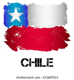 Flag of Chile from brush strokes in grunge style isolated on white background. Country in South America. Latin America. Vector illustration