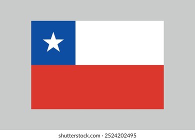 Flag of Chile, chilean flag in 2:3 proportion, vector illustration with a grey background