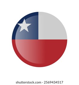 The flag of chile. Circle icon flag. Button flag icon. Standard color. 3d illustration. glossy circle badge	