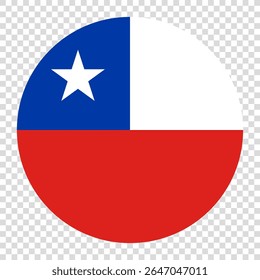 Bandeira do Chile. Chile círculo bandeira ícone logotipo ícone computador vetor ilustração design. Fundo de tabuleiro de xadrez transparente.