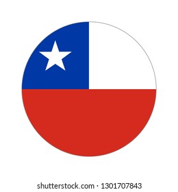 Flag of Chile. Circular icon on white background, vector illustration.