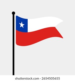 Bandeira do Chile. Design de ícone de ilustração de vetor digital de bandeira do Chile. Bandeira de mastro flutuante.