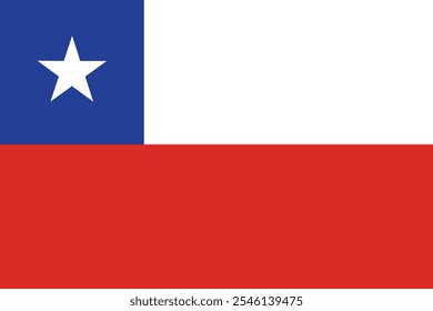 A bandeira do Chile consiste de duas faixas horizontais de altura igual de branco e vermelho, com um quadrado azul da mesma altura que a faixa branca no cantão, que tem uma estrela branca de cinco pontas no centro