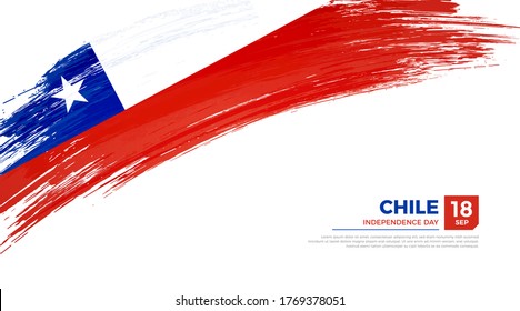 Flag of Chile country. Happy Independence day of Chile background with grunge brush flag illustration